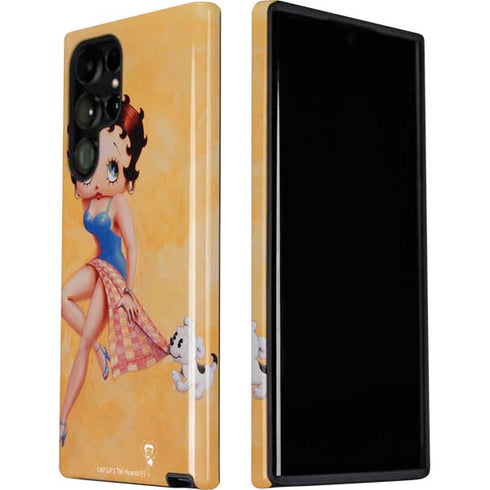 Betty Boop With Puppy Orange Background Galaxy S22 Ultra Pro Case