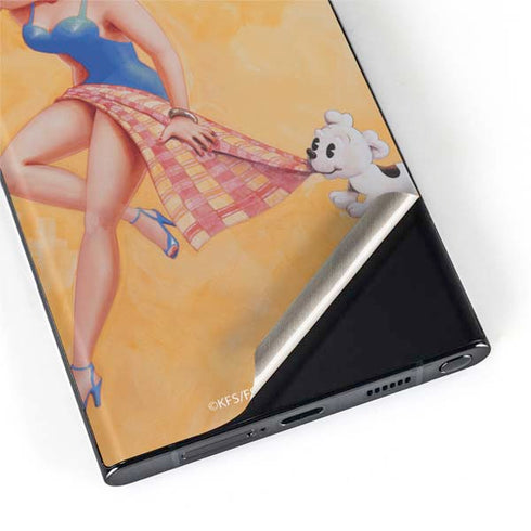 Betty Boop With Puppy Orange Background Galaxy S22 Ultra Skin