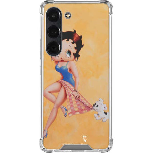 Betty Boop With Puppy Orange Background Galaxy S23 Clear Case