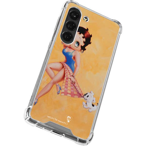 Betty Boop With Puppy Orange Background Galaxy S23 Clear Case
