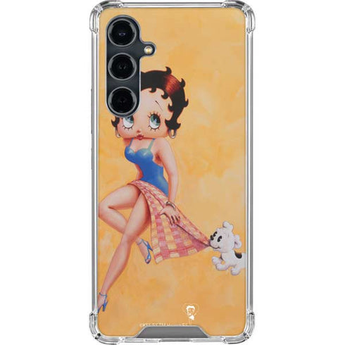 Betty Boop With Puppy Orange Background Galaxy S23 FE Clear Case