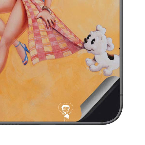 Betty Boop With Puppy Orange Background Galaxy S23 FE Skin