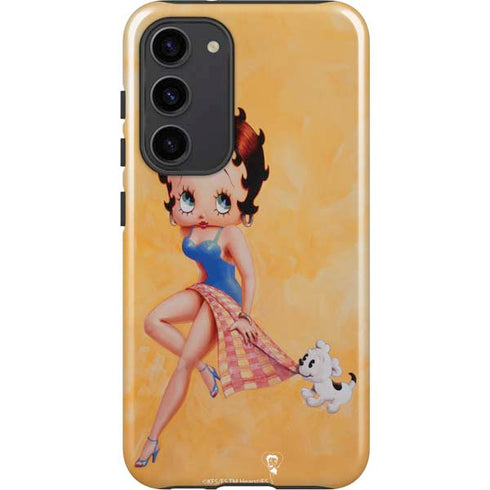 Betty Boop With Puppy Orange Background Galaxy S23 Plus Pro Case