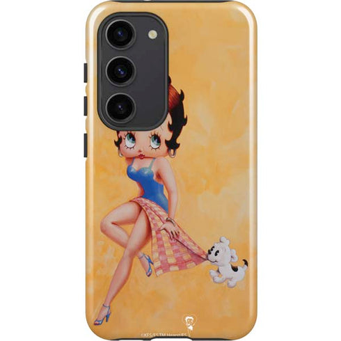 Betty Boop With Puppy Orange Background Galaxy S23 Pro Case