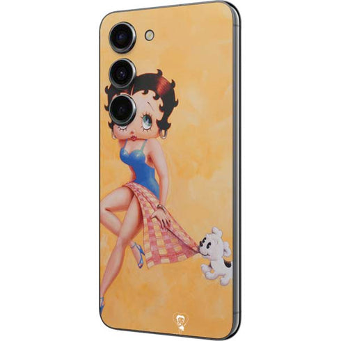 Betty Boop With Puppy Orange Background Galaxy S23 Skin