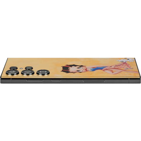 Betty Boop With Puppy Orange Background Galaxy S23 Ultra Skin