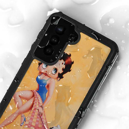 Betty Boop With Puppy Orange Background Galaxy S23 Waterproof Case