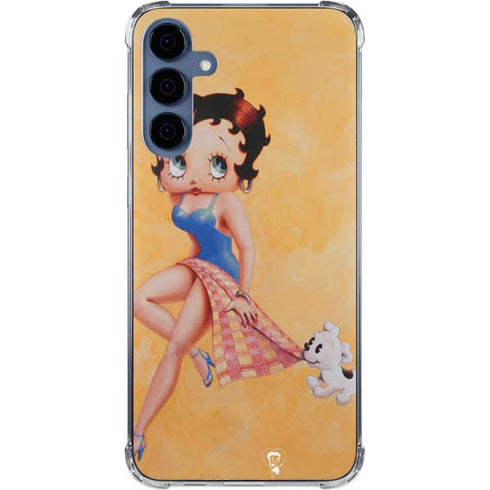 Betty Boop With Puppy Orange Background Galaxy S24 Clear Case