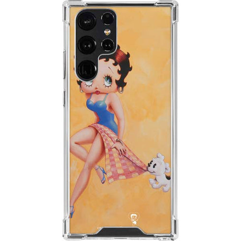 Betty Boop With Puppy Orange Background Galaxy S24 Ultra Clear Case