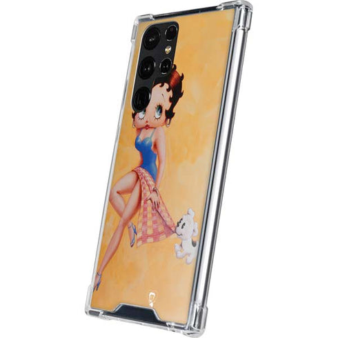 Betty Boop With Puppy Orange Background Galaxy S24 Ultra Clear Case