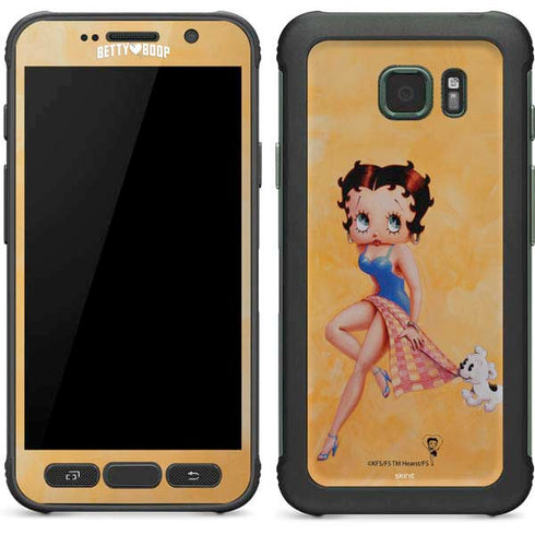 Betty Boop With Puppy Orange Background Galaxy S7 Active Skin