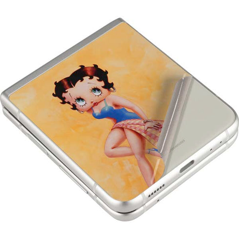 Betty Boop With Puppy Orange Background Galaxy Z Flip3 5G Skin
