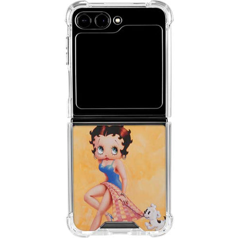 Betty Boop With Puppy Orange Background Galaxy Z Flip5 5G Clear Case