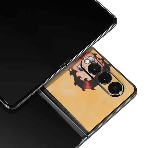 Betty Boop With Puppy Orange Background Galaxy Z Fold3 5G Skin