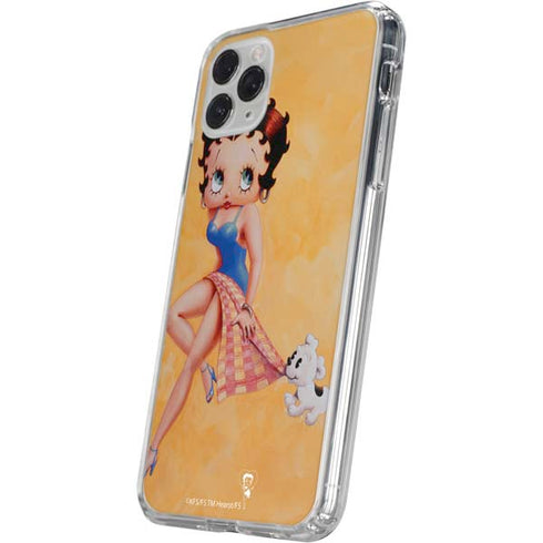 Betty Boop With Puppy Orange Background iPhone 11 Pro Clear Case