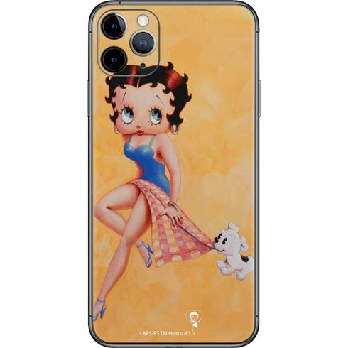 Betty Boop With Puppy Orange Background iPhone 11 Pro Max Skin