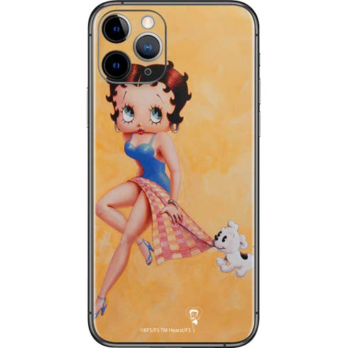 Betty Boop With Puppy Orange Background iPhone 11 Pro Skin
