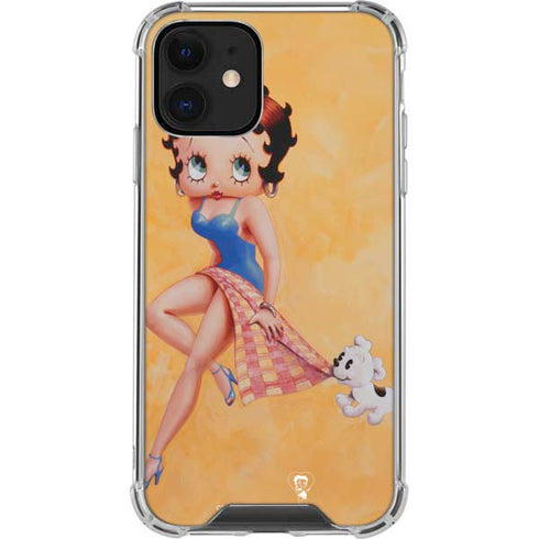 Betty Boop With Puppy Orange Background iPhone 12 Clear Case