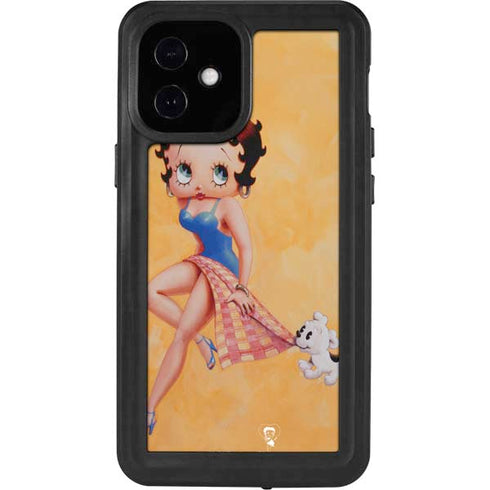 Betty Boop With Puppy Orange Background iPhone 12 Mini Waterproof Case