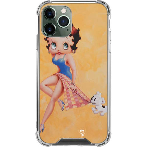 Betty Boop With Puppy Orange Background iPhone 12 Pro Max Clear Case