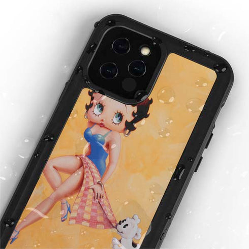 Betty Boop With Puppy Orange Background iPhone 12 Pro Waterproof Case