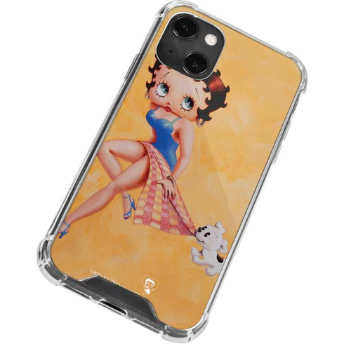 Betty Boop With Puppy Orange Background iPhone 13 Mini Clear Case