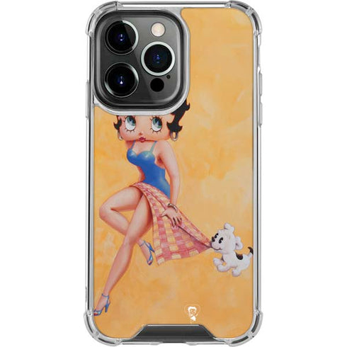 Betty Boop With Puppy Orange Background iPhone 13 Pro Clear Case