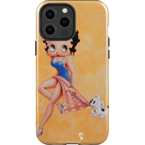 Betty Boop With Puppy Orange Background iPhone 13 Pro Max Impact Case
