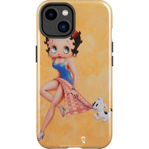 Betty Boop With Puppy Orange Background iPhone 15 Plus Impact Case