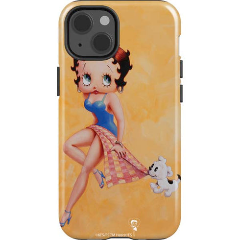 Betty Boop With Puppy Orange Background iPhone 15 Impact Case