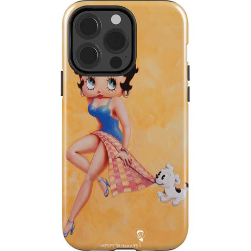 Betty Boop With Puppy Orange Background iPhone 14 Pro Impact Case