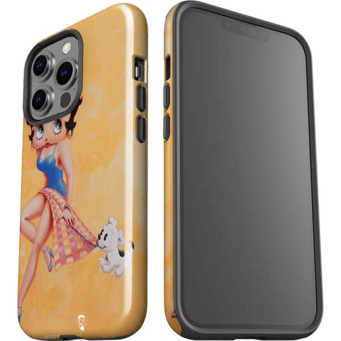 Betty Boop With Puppy Orange Background iPhone 14 Pro Impact Case