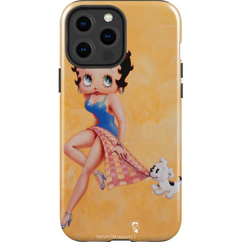 Betty Boop With Puppy Orange Background iPhone 15 Pro Max Impact Case