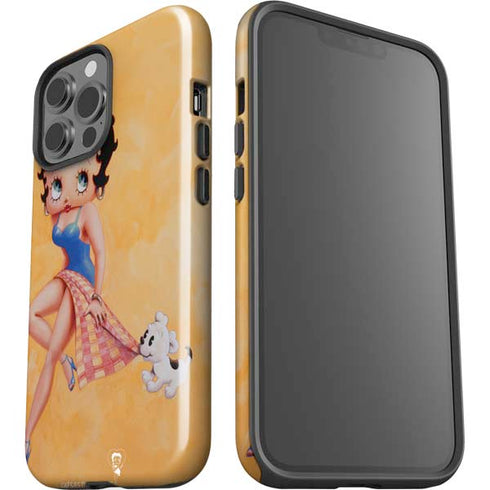 Betty Boop With Puppy Orange Background iPhone 15 Pro Max Impact Case