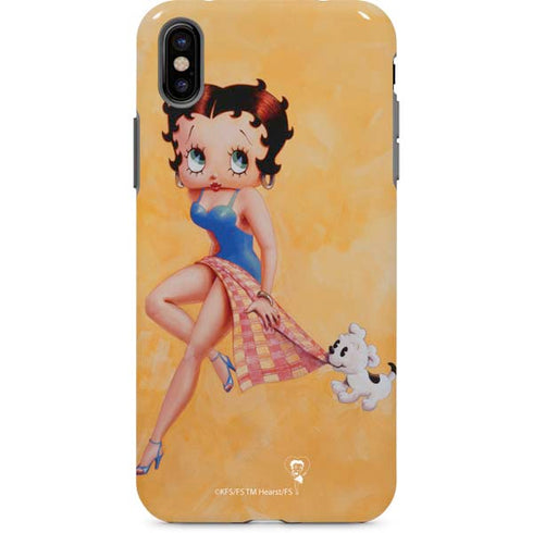 Betty Boop With Puppy Orange Background iPhone 8 Pro Case