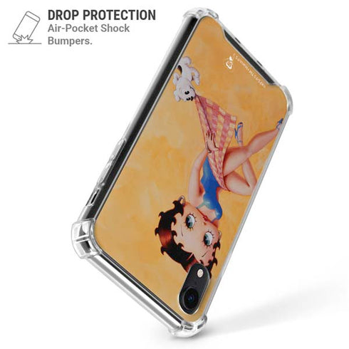 Betty Boop With Puppy Orange Background iPhone XR Clear Case
