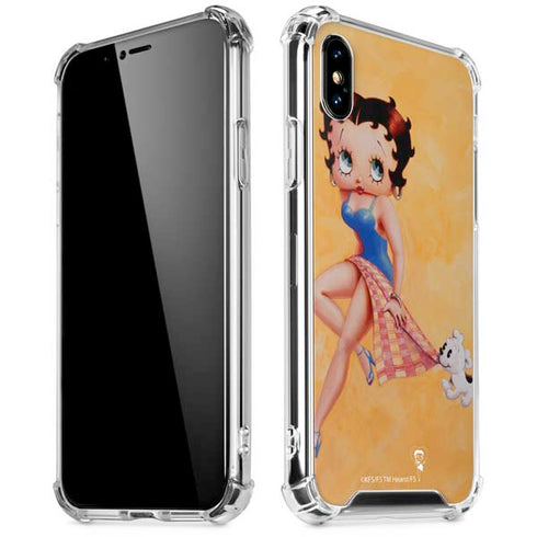 Betty Boop With Puppy Orange Background iPhone XS Max Clear Case