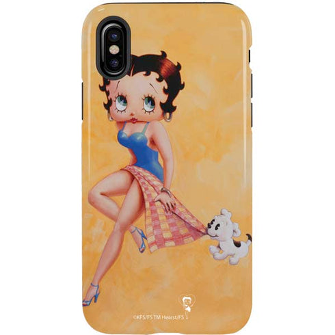Betty Boop With Puppy Orange Background iPhone XS Pro Case