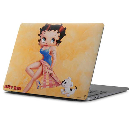 Betty Boop With Puppy Orange Background Apple MacBook Pro 13-inch Skin
