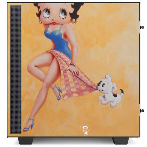Betty Boop With Puppy Orange Background NZXT H510 Compact ATX Mid-Tower Case Skin