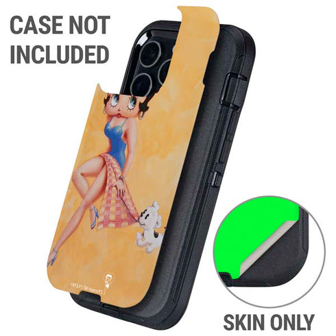 Betty Boop With Puppy Orange Background Otterbox Defender iPhone Skin
