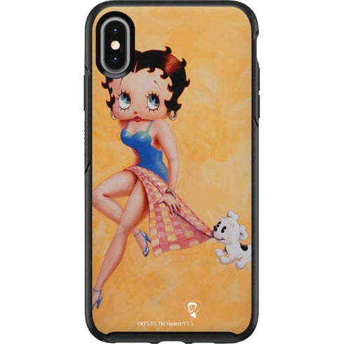 Betty Boop With Puppy Orange Background Otterbox Symmetry iPhone Skin