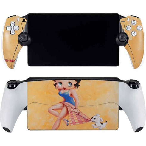 Betty Boop With Puppy Orange Background PlayStation Portal Remote Player Skin