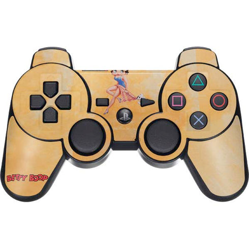 Betty Boop With Puppy Orange Background PS3 Dual Shock wireless controller Skin