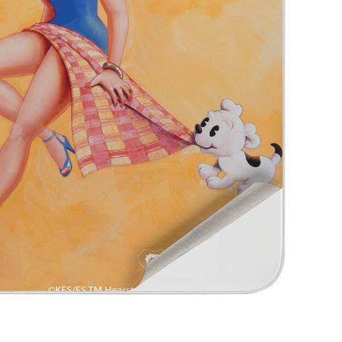 Betty Boop With Puppy Orange Background Surface Duo Skin