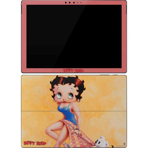 Betty Boop With Puppy Orange Background Surface Pro 7 Skin