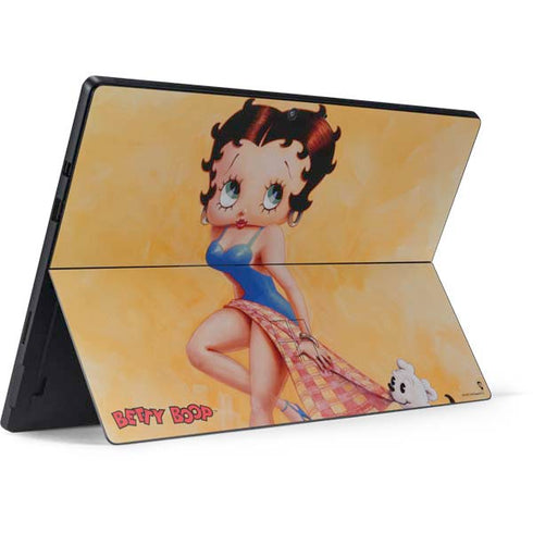 Betty Boop With Puppy Orange Background Surface Pro 7 Skin