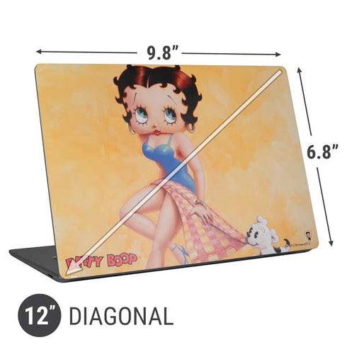 Betty Boop With Puppy Orange Background Universal Laptop 12in (9.8 x 6.8in) Skin