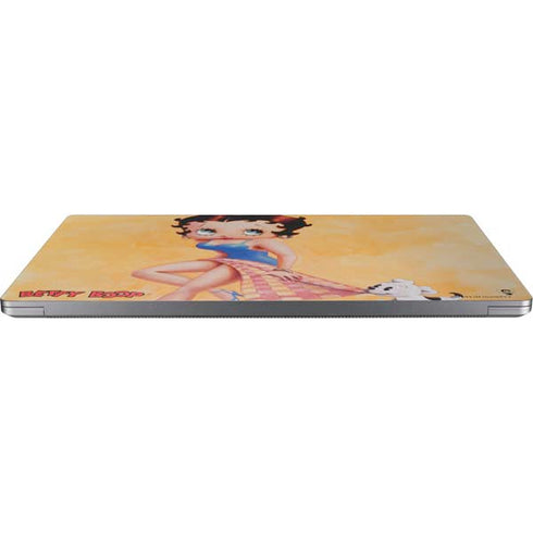 Betty Boop With Puppy Orange Background Universal Laptop 18in (14.6 x 10.6in) Skin