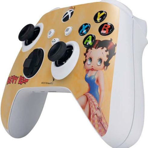 Betty Boop With Puppy Orange Background Xbox Series S Controller Skin